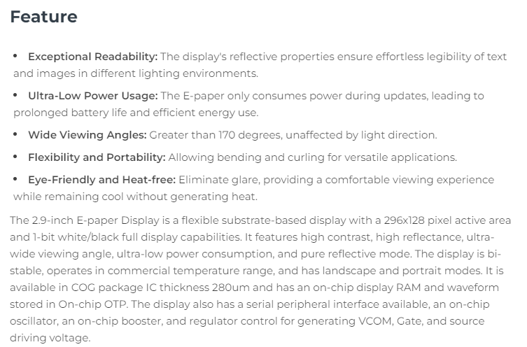 104990852 Pantalla flexible mo - Display Epaper 2.9 reseña y precio